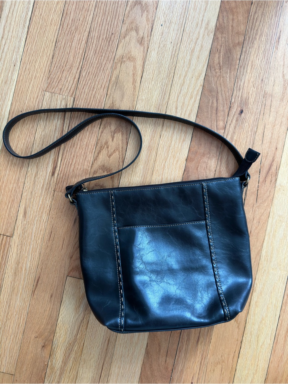 Relic Black Leather Crossbody Bag